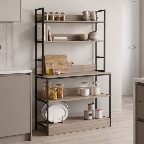 Raft de bucatarie Oranis, Sonoma-Negru, 105x38x165 cm
