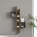 Raft de perete Garel, Lemn, 53x19x108 cm - Nuc-Antracit