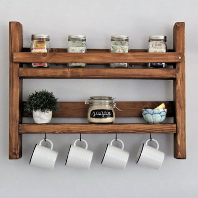 Raft de perete Drigo, nuc, 45x10x34 cm, imagine suplimentara
