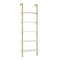 Raft de perete Harris, cu schelet metalic auriu, alb, 60x22x200 cm