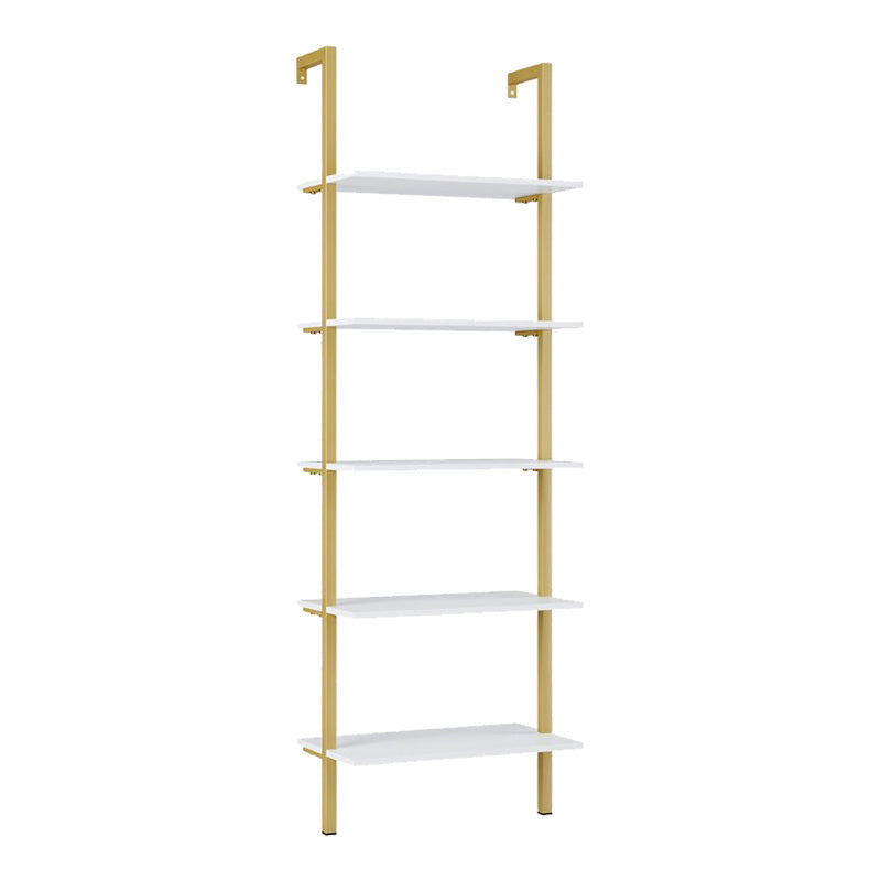 Raft de perete Harris, cu schelet metalic auriu, alb, 60x22x200 cm