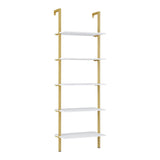 Raft de perete Harris, cu schelet metalic auriu, alb, 60x22x200 cm