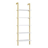 Raft de perete Harris, cu schelet metalic auriu, alb, 60x22x200 cm