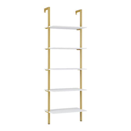 Raft de perete Harris, cu schelet metalic auriu, alb, 60x22x200 cm