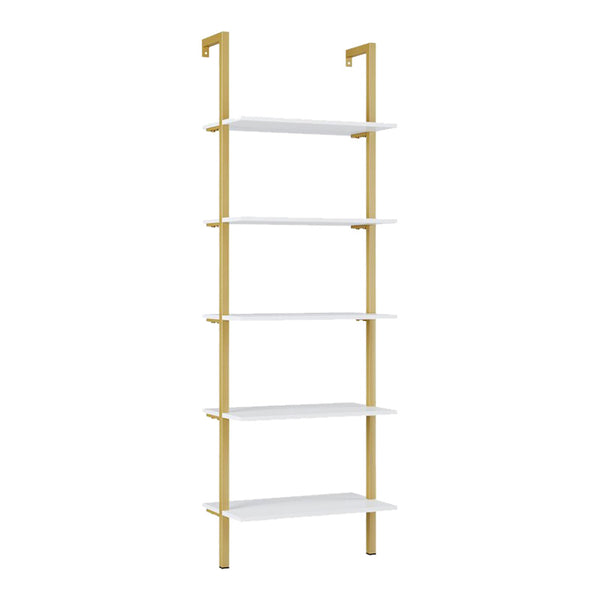 Raft de perete Harris, cu schelet metalic auriu, alb, 60x22x200 cm