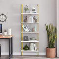 Raft de perete Harris, cu schelet metalic auriu, alb, 60x22x200 cm, imagine suplimentara