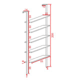 Raft de perete Harris, cu schelet metalic auriu, alb, 60x22x200 cm