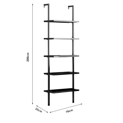Raft de perete Harris, neagra, 70x22x200 cm, detaliu produs