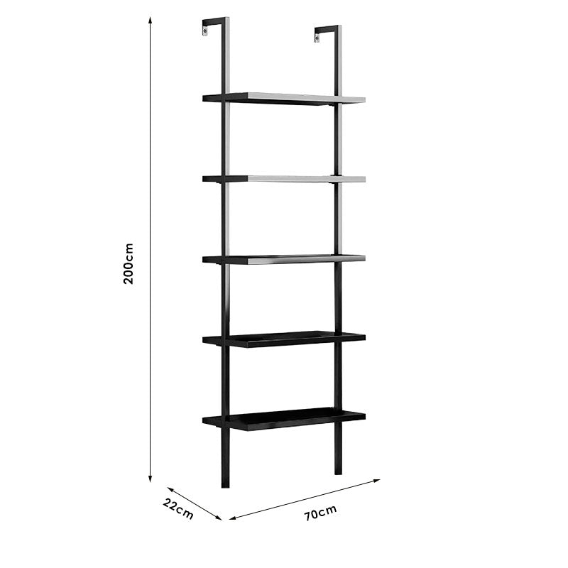 Raft de perete Harris, neagra, 70x22x200 cm, detaliu produs