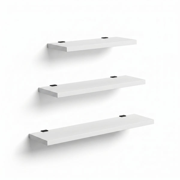 Raft de perete Leila, 3 Piese, Gri - Alb, 50x14 cm