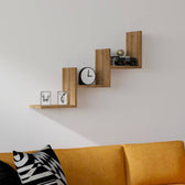Raft de perete Mauer, finisaj nuc, lemn robust, 90x19x60 cm, imagine suplimentara