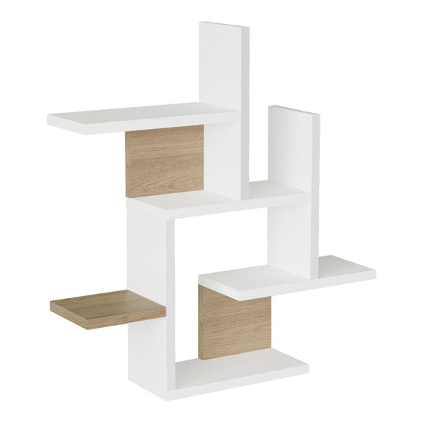 Raft de perete multifunctional Nogara, -alb, Lemn, 62x14x66 cm