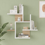 Raft de perete multifunctional Nogara, -alb, Lemn, 62x14x66 cm