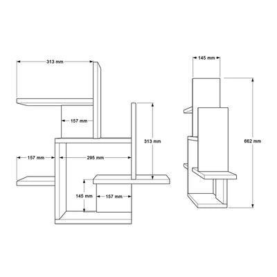 Raft de perete multifunctional Nogara, -alb, Lemn, 62x14x66 cm, foto produs