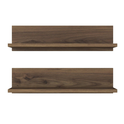 Raft de perete Stake cu 2 etajere, Nuc, 60 x 15 x 13 cm