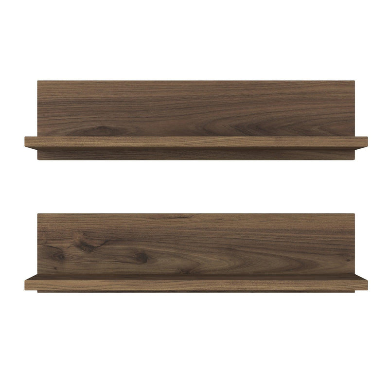 Raft de perete Stake cu 2 etajere, Nuc, 60 x 15 x 13 cm