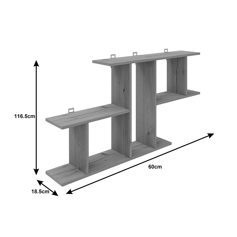 Raft de perete Vertoura, Alb, Lemn, 116x18x60 cm, perspectiva suplimentara