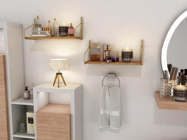 Raft de perete Wall Shelf Straight, Aur, 16x16x45 cm