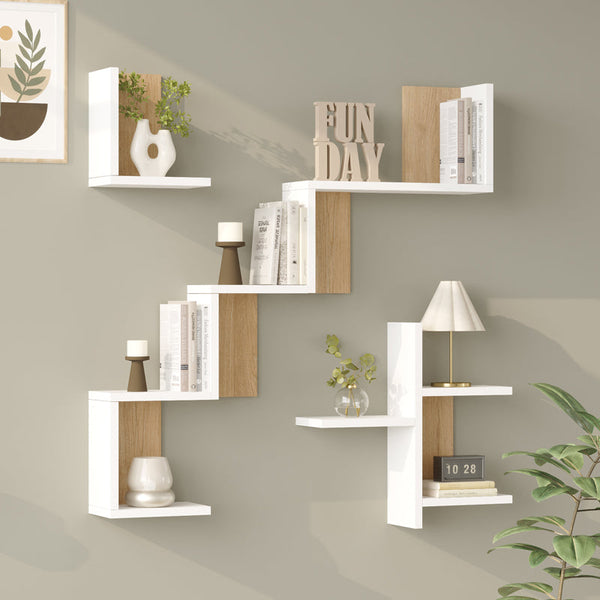 Raft de perete Wall shelf Verso stejar cu antracit color, Stejar - Antracit, 100x15x103 cm