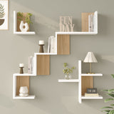 Raft de perete Wall shelf Verso stejar cu antracit color, Stejar - Antracit, 100x15x103 cm - Alb-Stejar