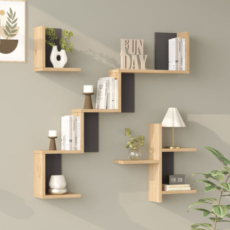 Raft de perete Wall shelf Verso stejar cu antracit color, Stejar - Antracit, 100x15x103 cm