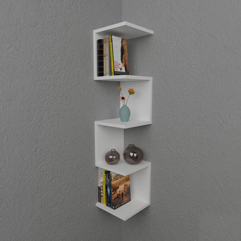 Raft de perete Zigzag, 25x25x109 cm - Alb