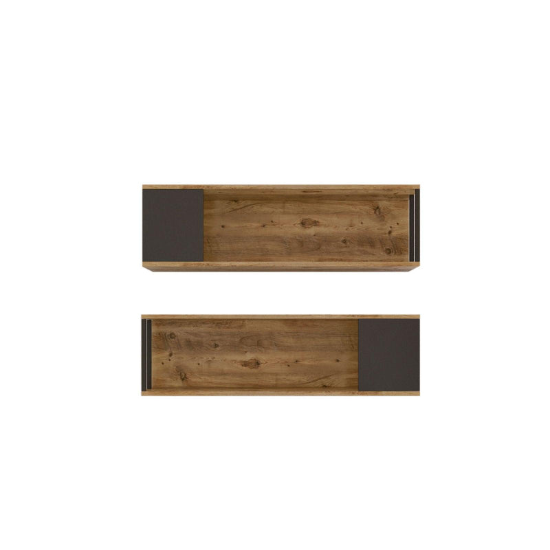 Raft de perete Zuleyha, Stejar, 2 bucati, 100 x 30 x 22 cm