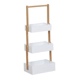 Raft de podea Arvy, Bambus, 32x20x76 cm - Alb-Natur