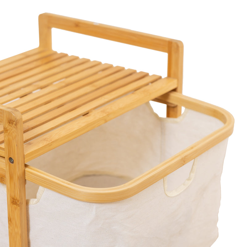 Raft de podea cu etajere Hanev, Bambus și, Natur, 44x33x96 cm