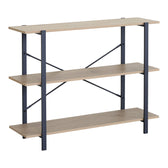 biblioteca Raft de podea Nebranzo Stejar cu metal negru 106x35x80 cm