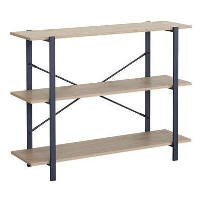 biblioteca Raft de podea Nebranzo Stejar cu metal negru 106x35x80 cm