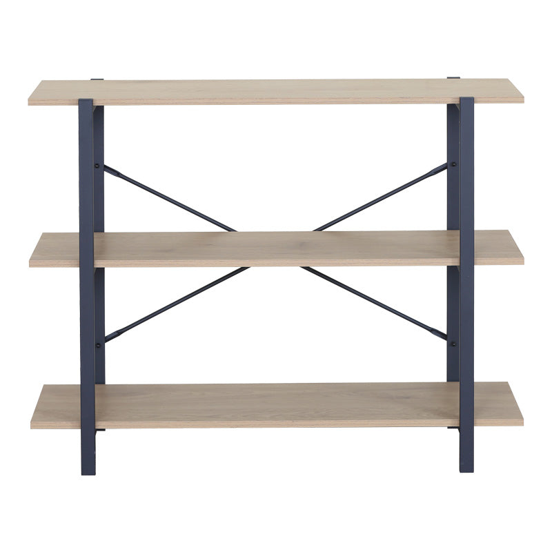 Raft de podea Nebranzo Stejar cu metal, negru, 106x35x80 cm, detaliu produs
