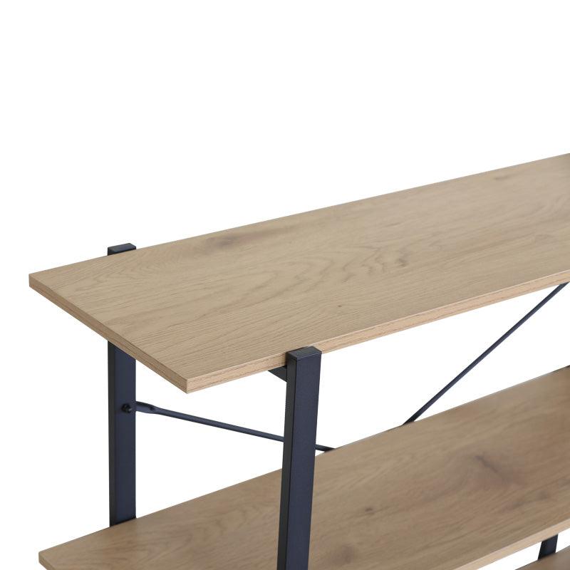 Raft de podea Nebranzo Stejar cu metal, negru, 106x35x80 cm, perspectiva suplimentara