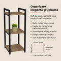 Raft de podea Negru metal, Natural, 33x28x70 cm, detaliu produs