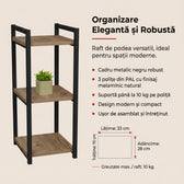 Raft de podea Negru metal, Natural, 33x28x70 cm, detaliu produs