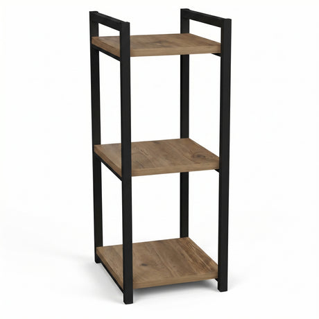 Raft de podea Negru metal, Natural, 33x28x70 cm