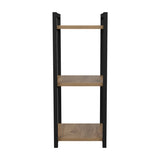 Raft de podea Negru metal, Natural, 33x28x70 cm