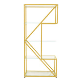Raft decorativ Aylan cu functie de depozitare, metal și Sticla, Auriu, 100x30x200 cm, imagine suplimentara