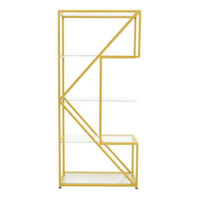 Raft decorativ Aylan cu functie de depozitare, metal și Sticla, Auriu, 100x30x200 cm, imagine suplimentara