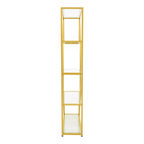 Raft decorativ Aylan cu functie de depozitare, metal și Sticla, Auriu, 100x30x200 cm