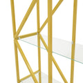 Raft decorativ Aylan cu functie de depozitare, metal și Sticla, Auriu, 100x30x200 cm, perspectiva suplimentara