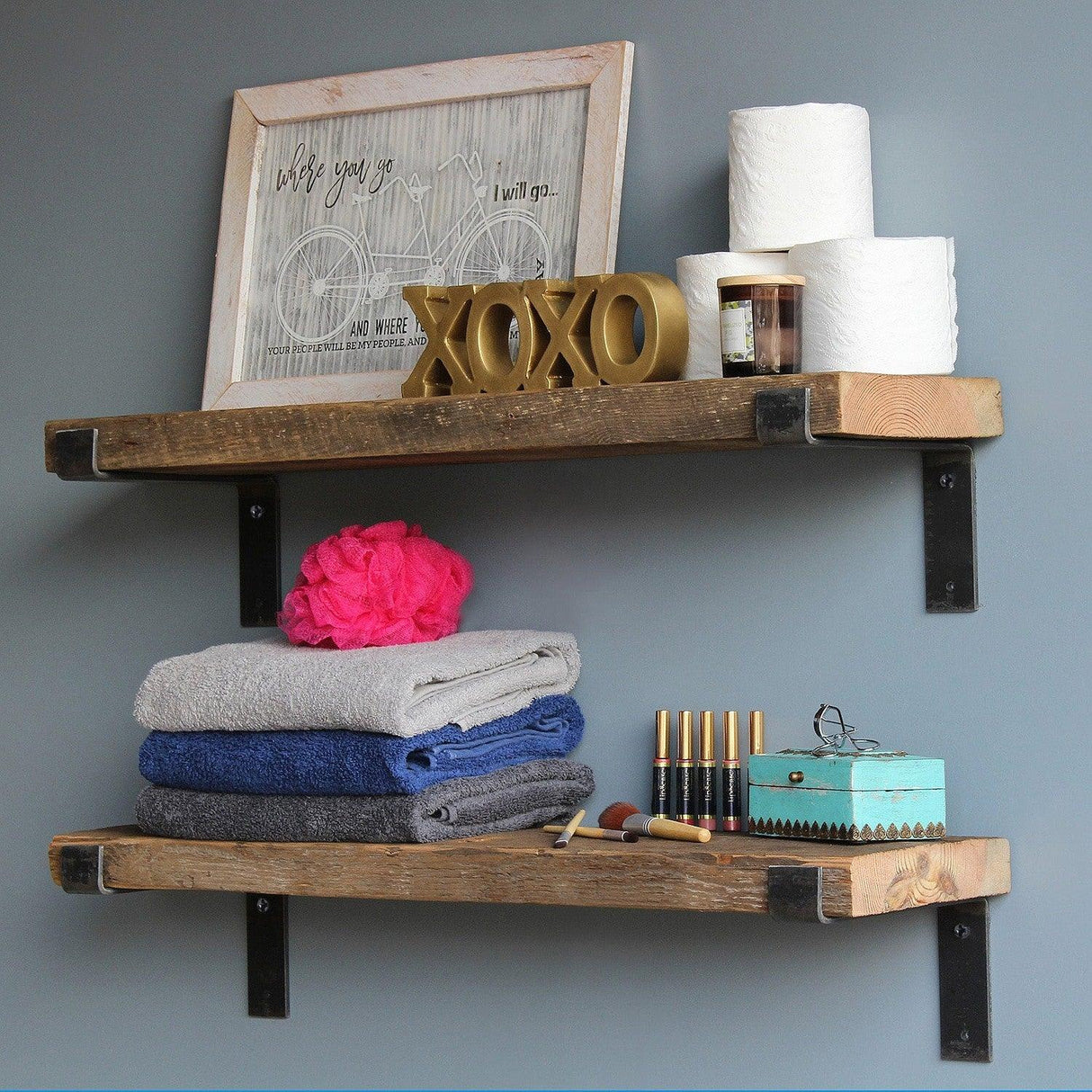 Raft decorativ de perete din Lemn Natur, Sonoma, 60 x 16 x 14 cm