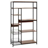 Raft Leena metalizat, negru - nuc, 80x30x142 cm - Stejar