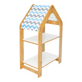 Raft Montessori Zoilen, MDF, 50x30x80 cm - Natural-Alb-Albastru