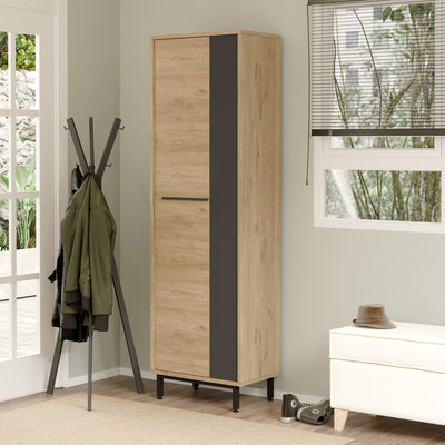 Raft pantofi Scarpiera 9 locuri, Natural-antracit, 57x36x186 cm, imagine suplimentara
