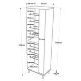 Raft pantofi Scarpiera 9 locuri, Natural-antracit, 57x36x186 cm