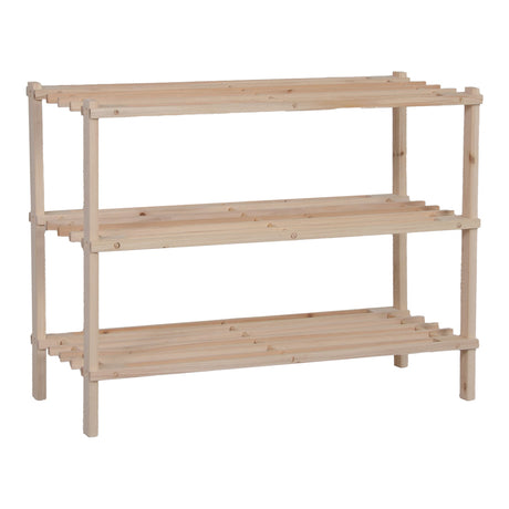 Raft pentru pantofi cu capacitate de 9 perechi Steper, Lemn de brad, Natur, 64x26x48 cm