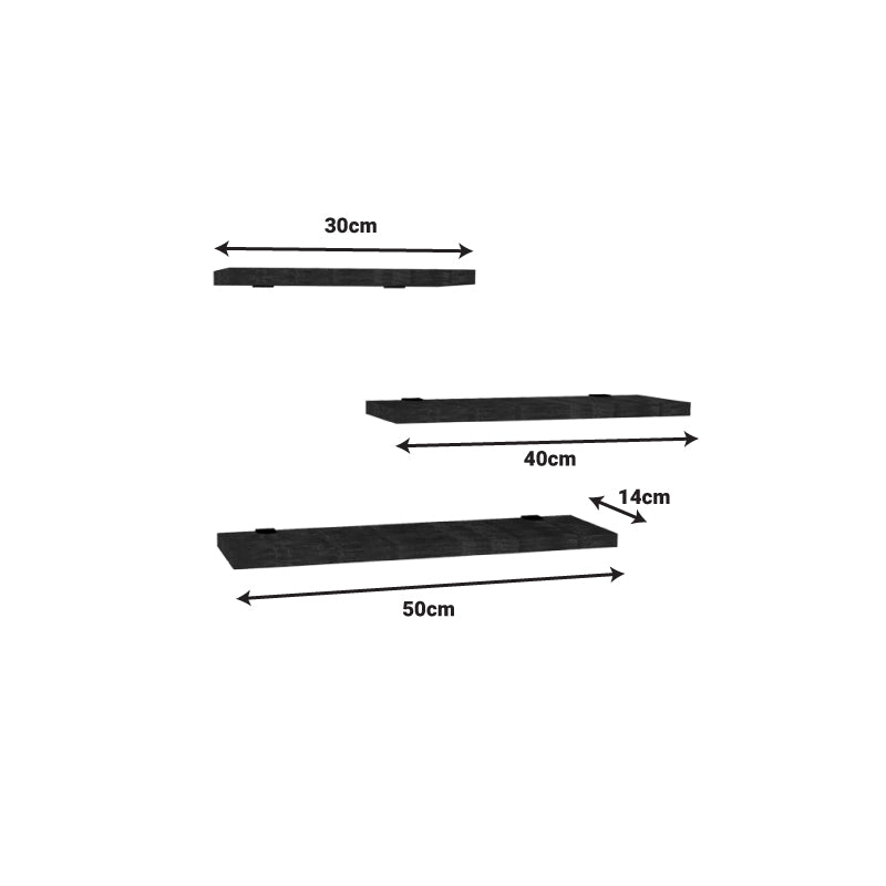 Raft perete Leila set de 3 pachet, Diverse culori, 40x14 cm - Natural
