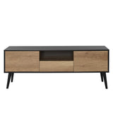 Comoda TV Adore Retro Plus, Negru - Stejar, 160 x 58 x 41 cm