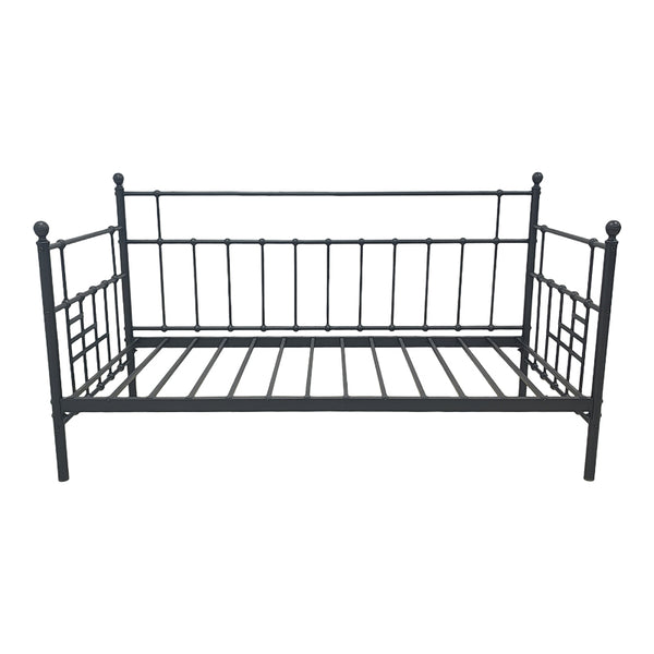 Routha canapea extensibilă, metal, Alb - Negru, 90x190 cm